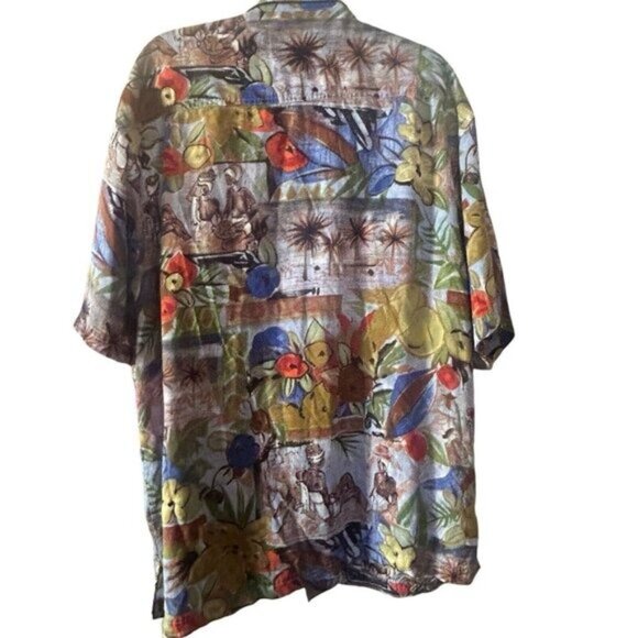 Pusser's Island Linen wear Men Hawaian shirt Large Novelty Boho City Club - Picture 2 of 8